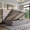 Lift Up Storage Bed Queen Size Linen Upholstered Platform Bed Frame, No Box Spring Needed, Mattresses 2