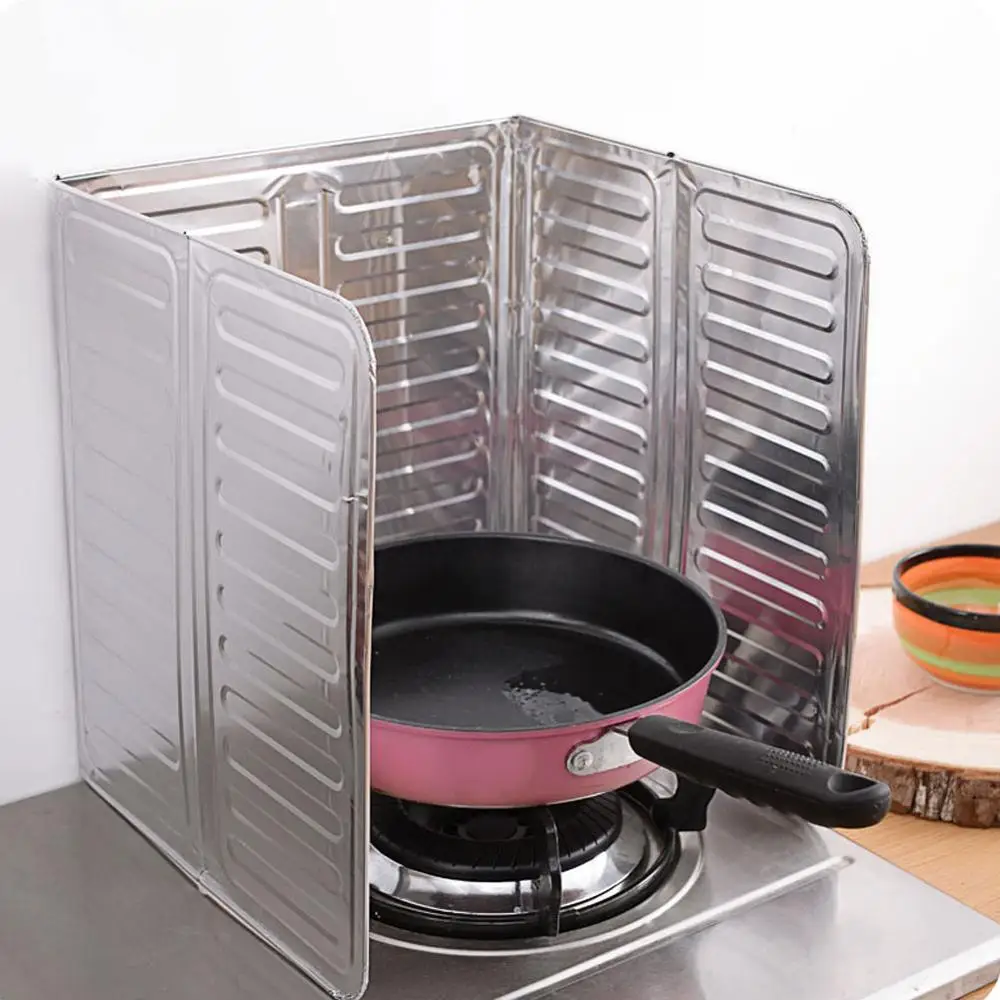 Kitchen Aluminium Anti-oil Plate Foldable Stove Heat Insulation Splash Proof Baffle Wall Protected Screens Kitchen Accessories kitchen splatter screen,kitchen splash guard