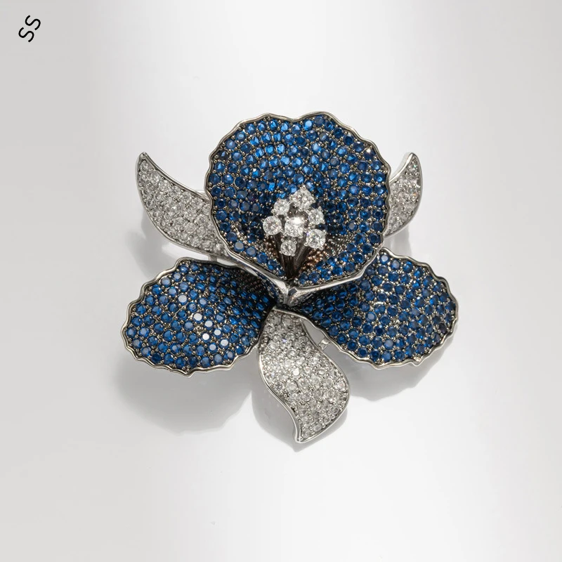 

Dance Flower Full Diamond Brooches for Women Fashion Trendy Hand Inlaid Zircon Gemstone Floral Jewelry Garment Accessories