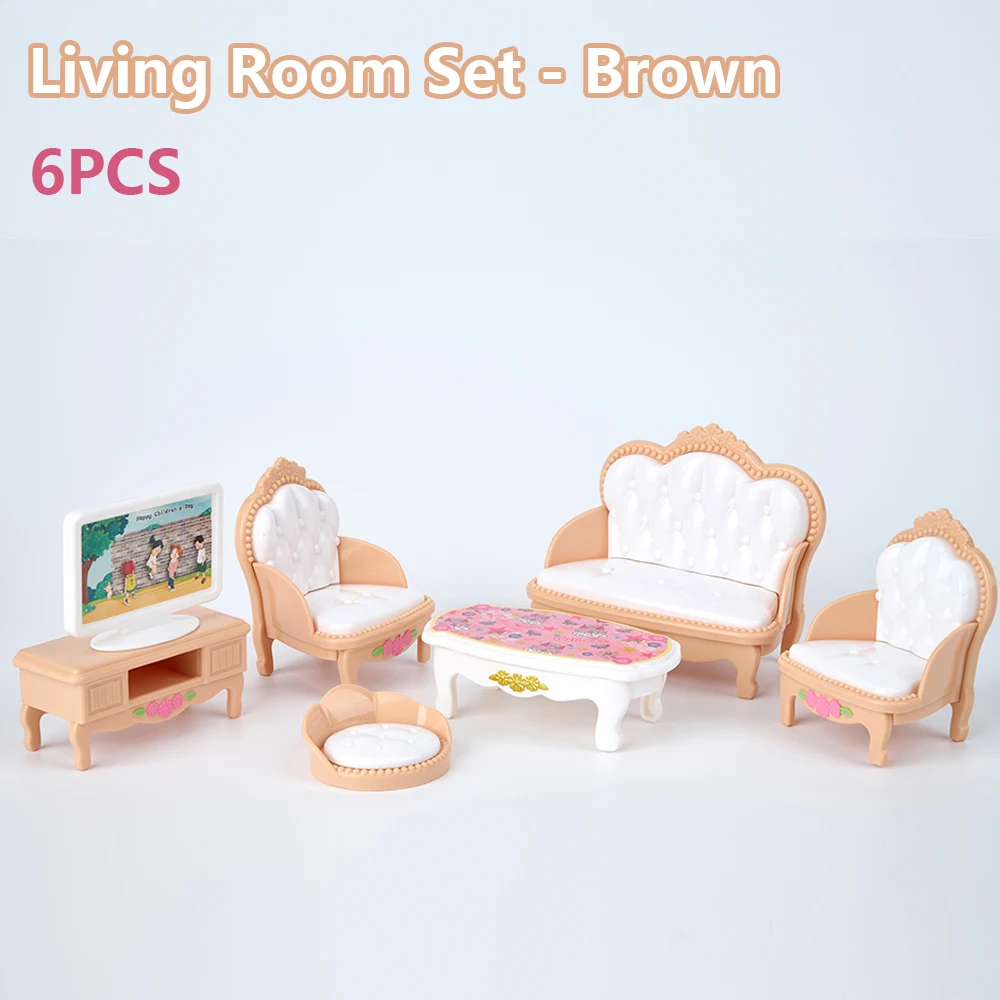 24-Piece Brown Miniature Dollhouse Furniture Set - Charming Kitchen Accessories