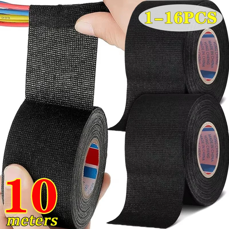 Automotive Wiring Harness Tape Electrical Heat-resistant Insulation Tape Automotive Electrical Line Fixing 50/15/9 Width 1-16PCS Electrical Tape Automotive Protective Tape