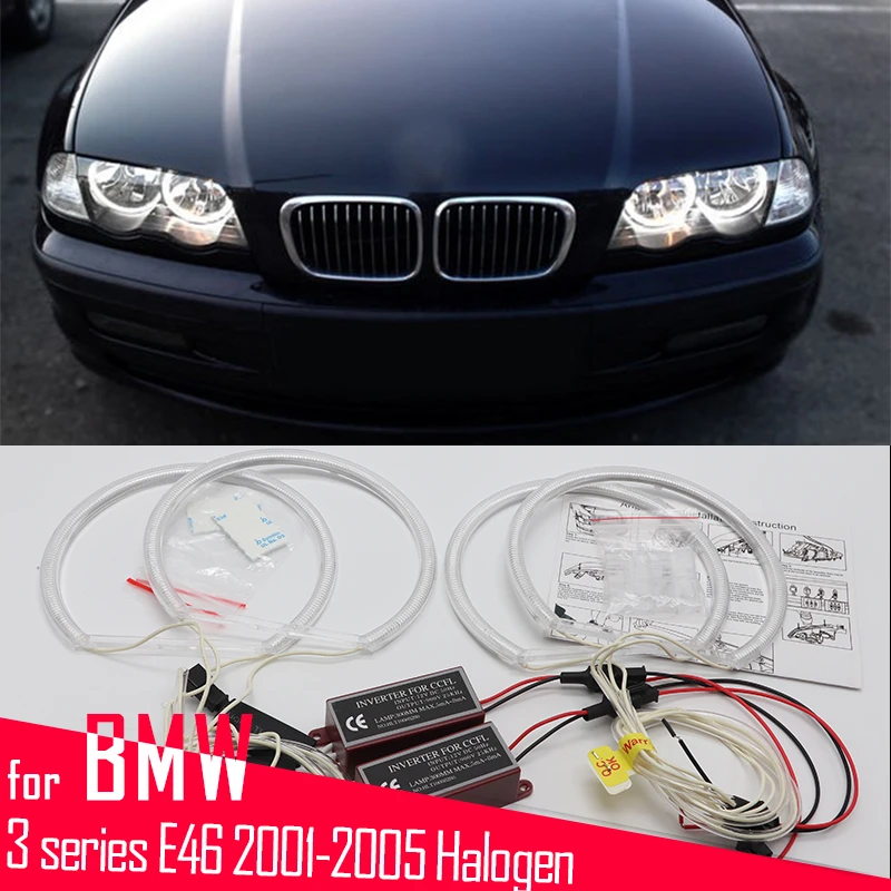 

For BMW 3 Series E46 316i 318i 318is 320i 323i 325i 328i Halogen Headlight 1990-00 Ultra Bright CCFL Angel Eyes Halo Rings Light