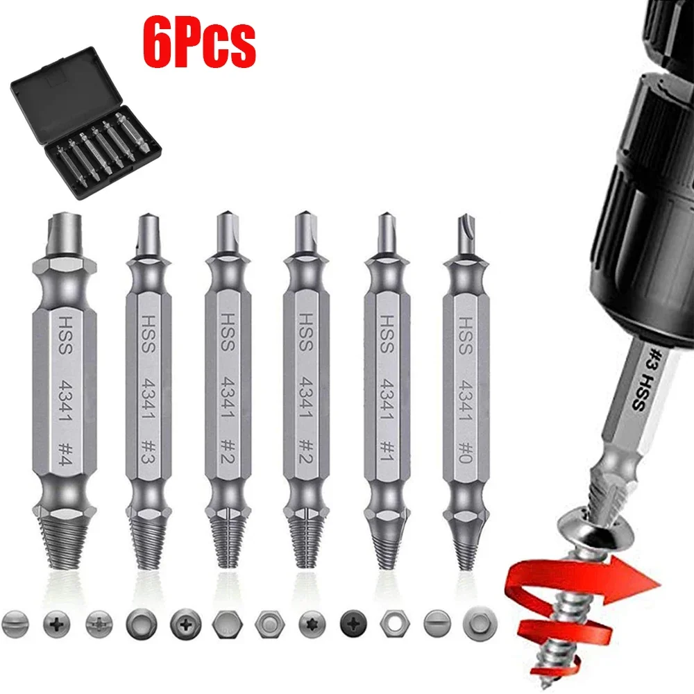 

Damaged Screw Extractor Drill Bit 4/5/6 PCS Set Stripped Broken Screw Bolt Remover Extractor Easily Take Out Demolition Tools