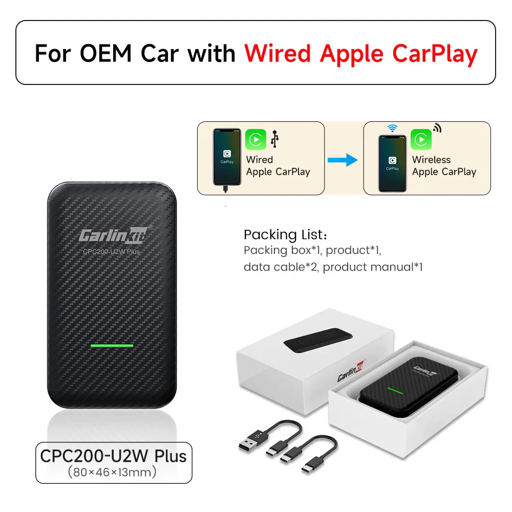 🔥🔥🔥Carlinkit carplay U2W 3.0 wireless carplay adapter for OEM factory  wired carplay to wireless CPC200-U2W-PLUS – Carlinkit Wireless CarPlay  Official Store