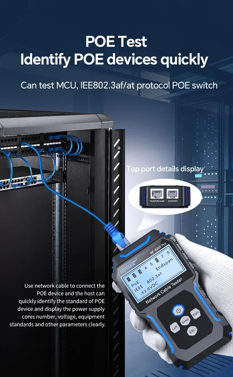NOYAFA NF-8209Pro Network cable locator length measurement PoE tester break shor