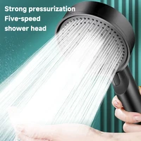 Black Booster Shower Head Adjustable High Pressure Water Massage Shower Head Home Handheld Sprayer Bathroom Supplies 5 Modes 1