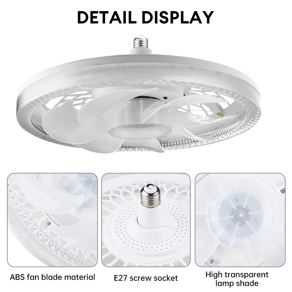 45W LED Fan Light LED Lamp Bead E27 Screw Fan Light Remote Control Wall Control Bedroom Ceiling