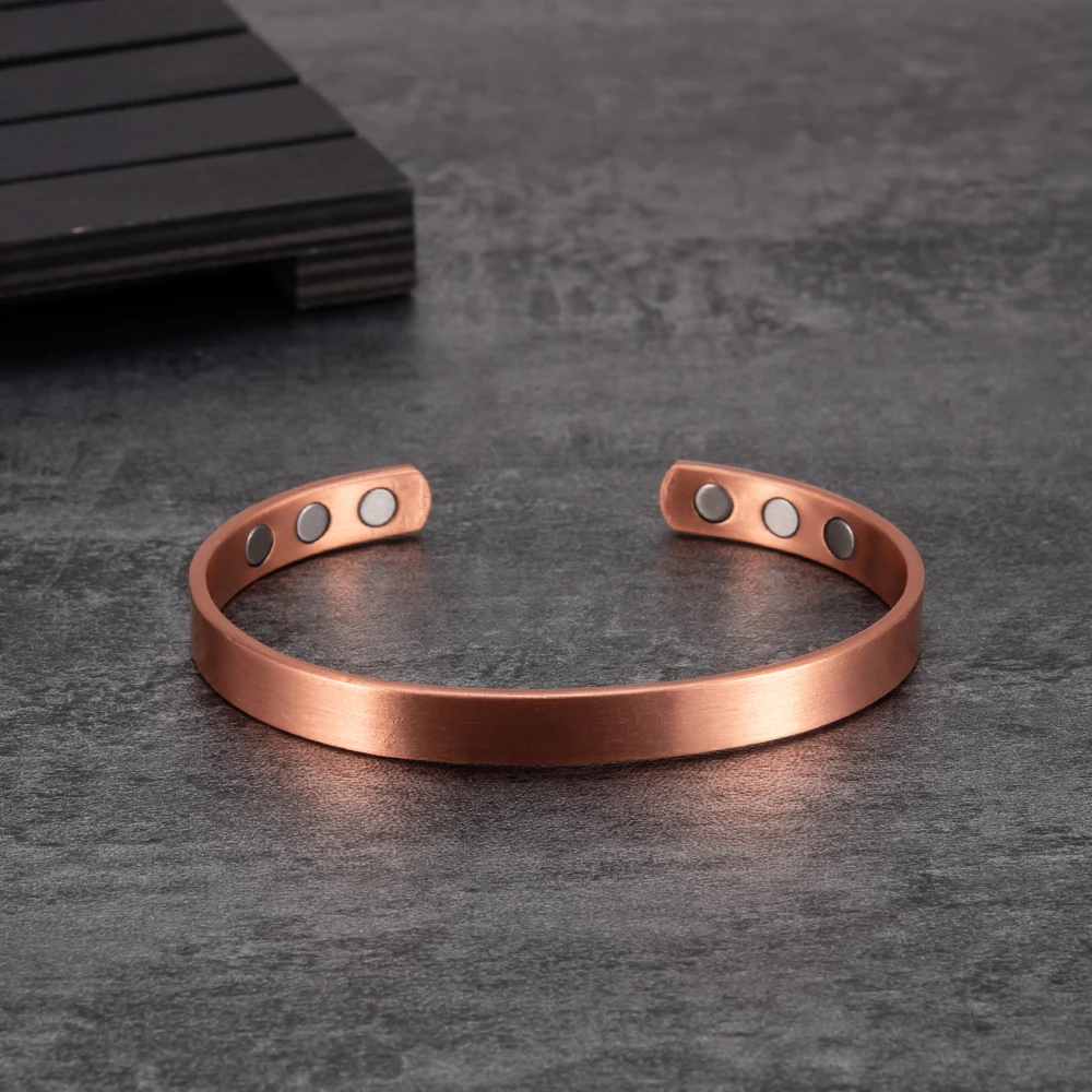 Braccialetti magnetici opachi Meathly per donne e uomini in puro rame, grandi dimensioni, polsini aperti, regolabili, energia per la salute, magneti, braccialetti, gioielli_voghion.com