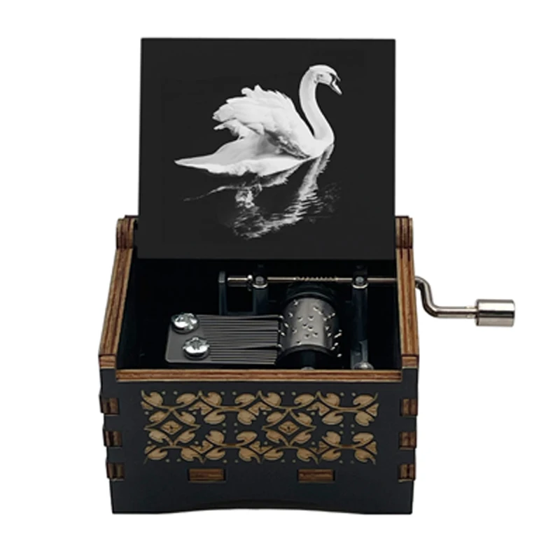 Swan Lake Music Box Black Wooden 18 Note Musical Ballet Dancer Color Print Handed Kids Toy Friends Birthday Cute Gifts music box