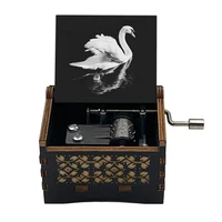 Custom Swan Lake Music Box, Black Wooden 18 Note Musical, Ballet Dancer Color Print Handed Kids Toy Friends Birthday Cute Gifts 1