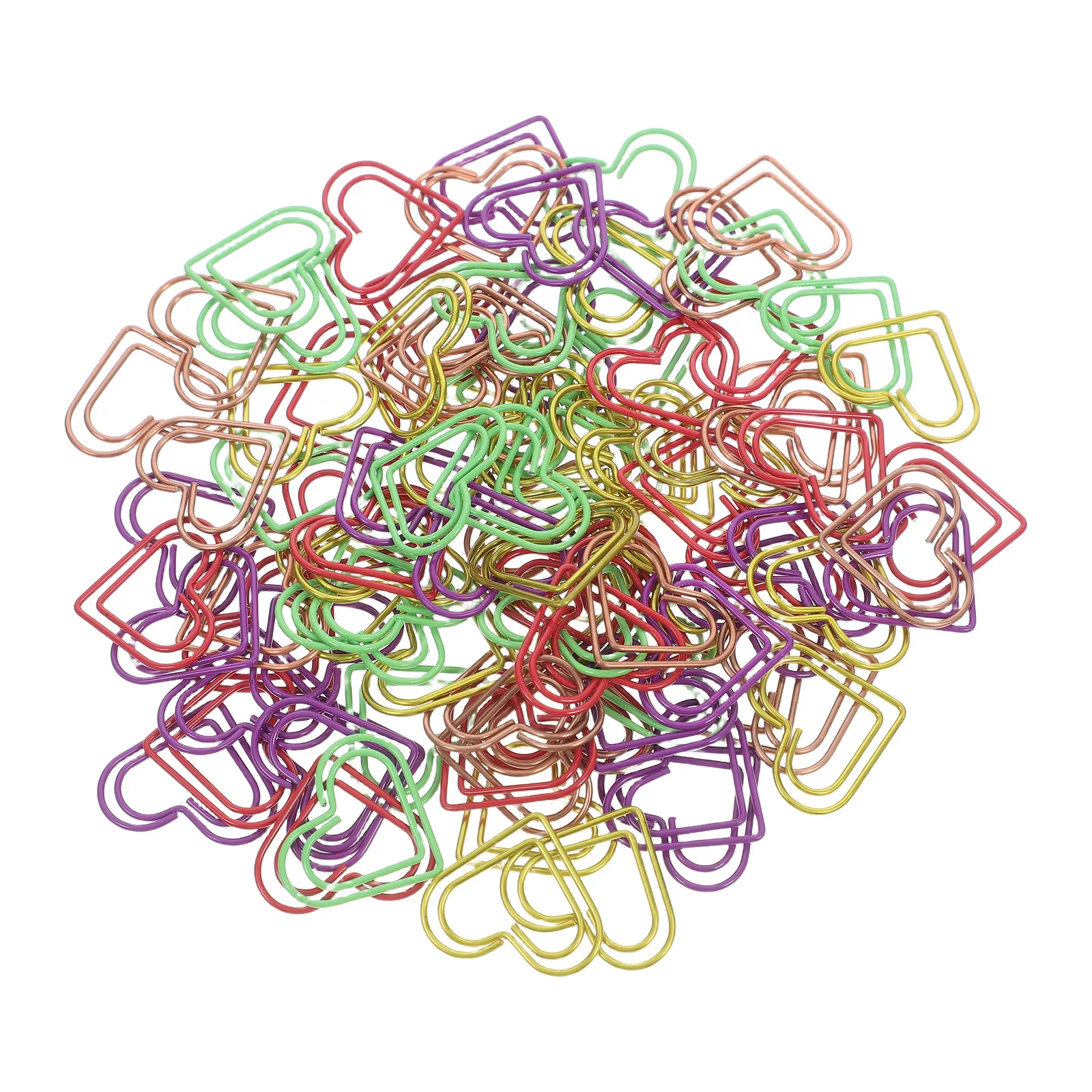 100pcs Metal Heart Shaped Paper Clips Cute and Creative Paperclips for Office School Home Use for Organizing Documents