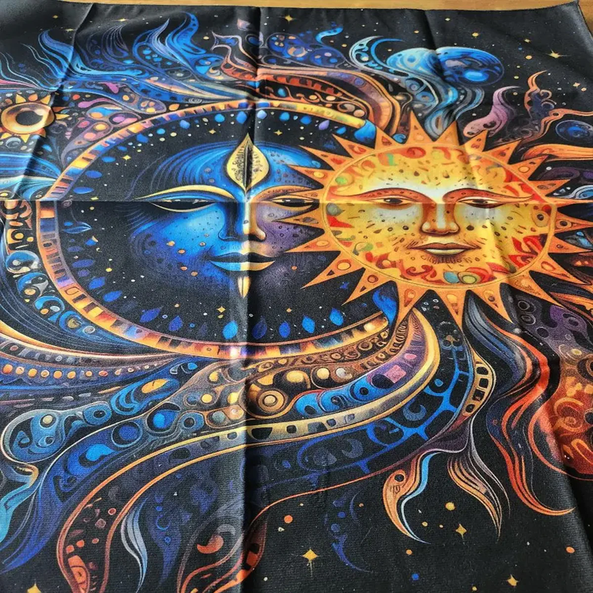 Mystical Colorful Sun and Moon Tarot Card Tablecloth Divination Altar Cloth Tarot Mat Witchcraft Astrology Oracle Cards Pads 6