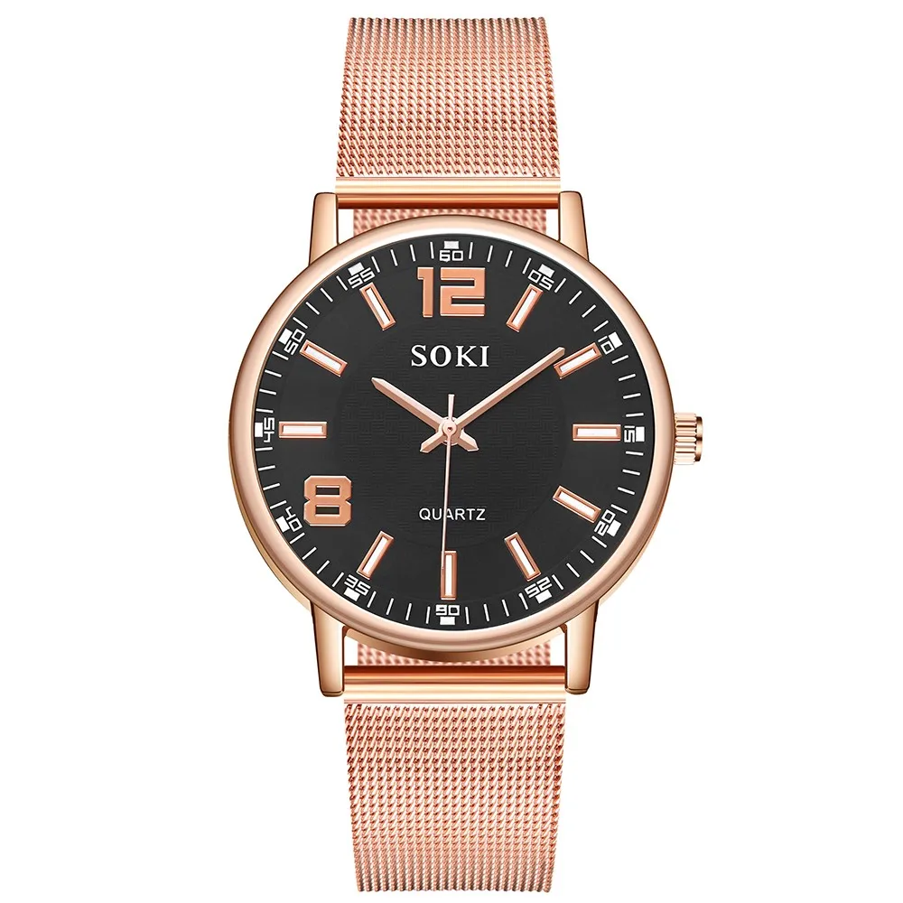 

Modern Fashion Quartz High Quality Round Dial Watch Stainless Steel Strap Elegant Clock Stopwatch Dial Clock Relogio Masculino