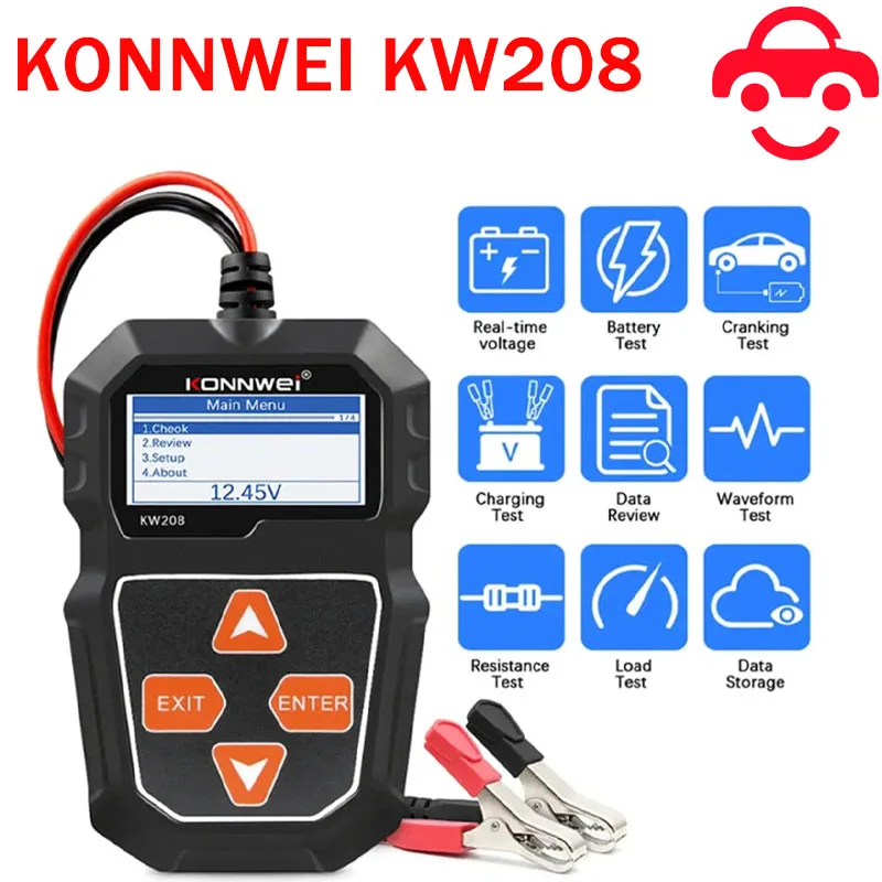 

Тестер KONNWEI KW208 для автомобильных аккумуляторов, 12 В, 100-2000CCA