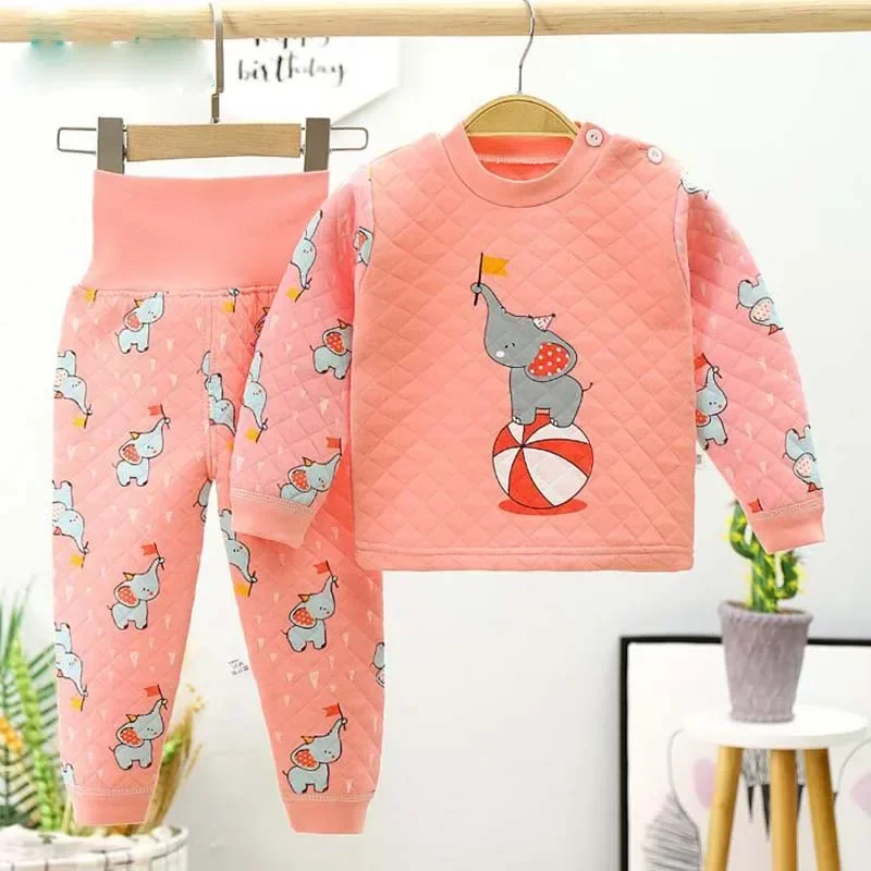 Children Sets Autumn Winter Thermal Underwear Set for Boys Girls Thicken Warm Cotton Kids Clothes Baby Sleeping Clothing Pajamas
