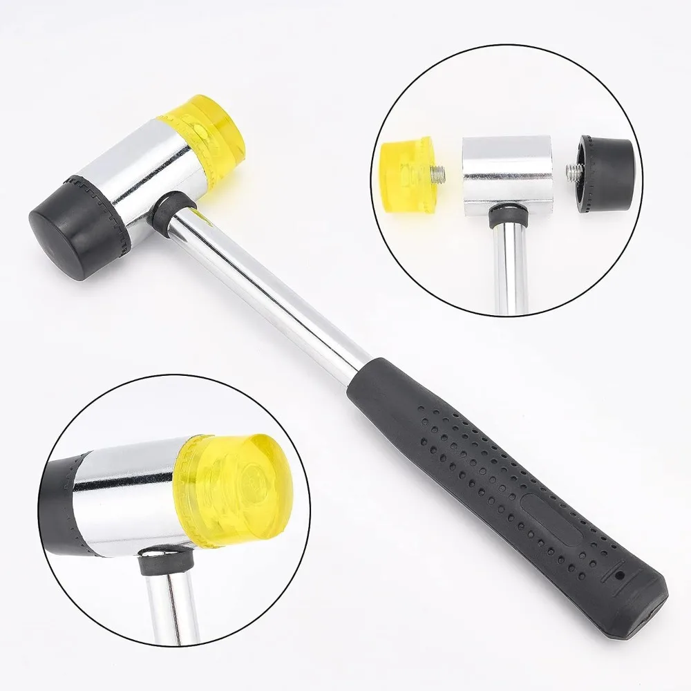 5 Pack Rubber Mallet 30mm Double-Faced Soft Hammer with Soft Non-Slip Rubber Handle for Jewelry Leather Crafts Installation