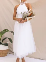 Elegant Women’s Backless Long Dress with Halter Neck