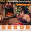 Electric Fireplace with Mantel,Freestanding Stone Fireplace Heater TV Stand with Remote Control, Realistic Flame Effect &3D Log 2
