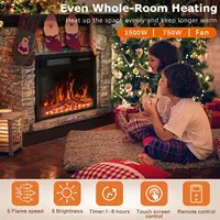 Electric Fireplace with Mantel,Freestanding Stone Fireplace Heater TV Stand with Remote Control, Realistic Flame Effect &3D Log 2