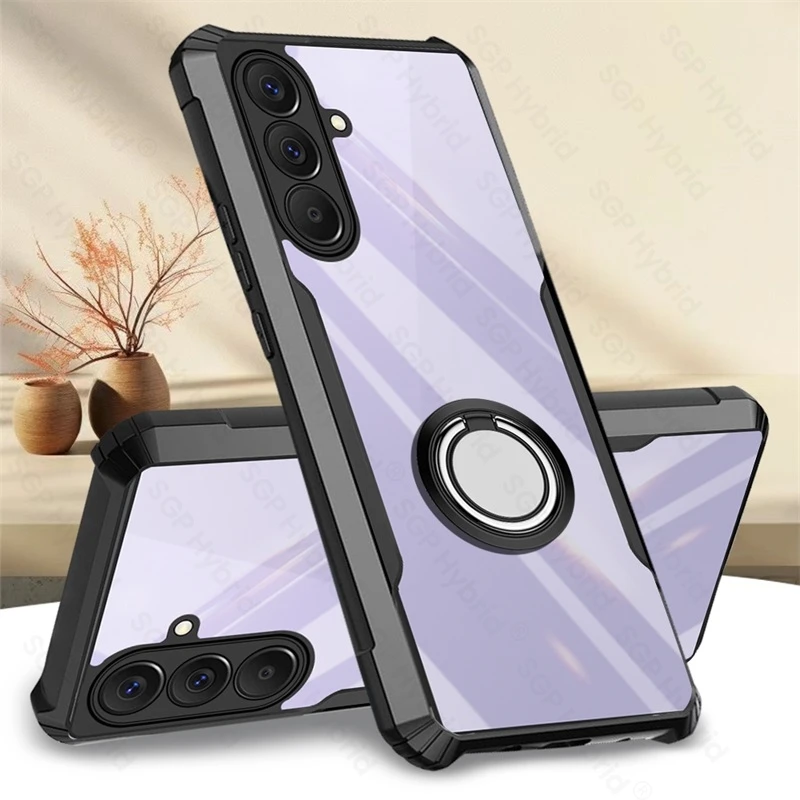 Clear Acrylic Phone Case with Magnetic Holder Ring and Protection