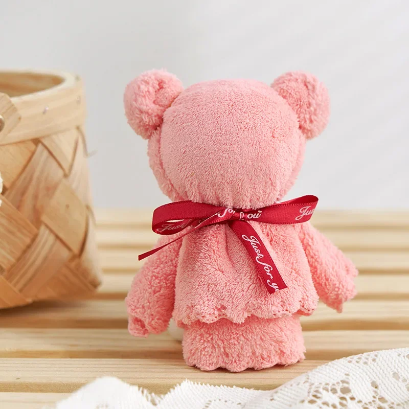 Description Picture 6 of itemCoral Velvet Bunny Bear Plush Towel Cute Bear Doll Baby Towels Soft Absorbent Bath Face Hand Towel for Wedding Business Gifts