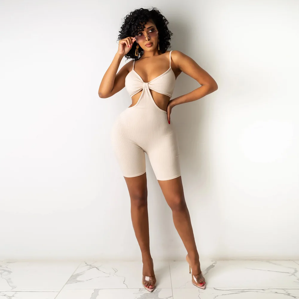 

K Women's Spring Summer Collection Playsuit Spaghetti Strap Hollow Out Pants Back To The Basics Female Popular Playsuit Shorts