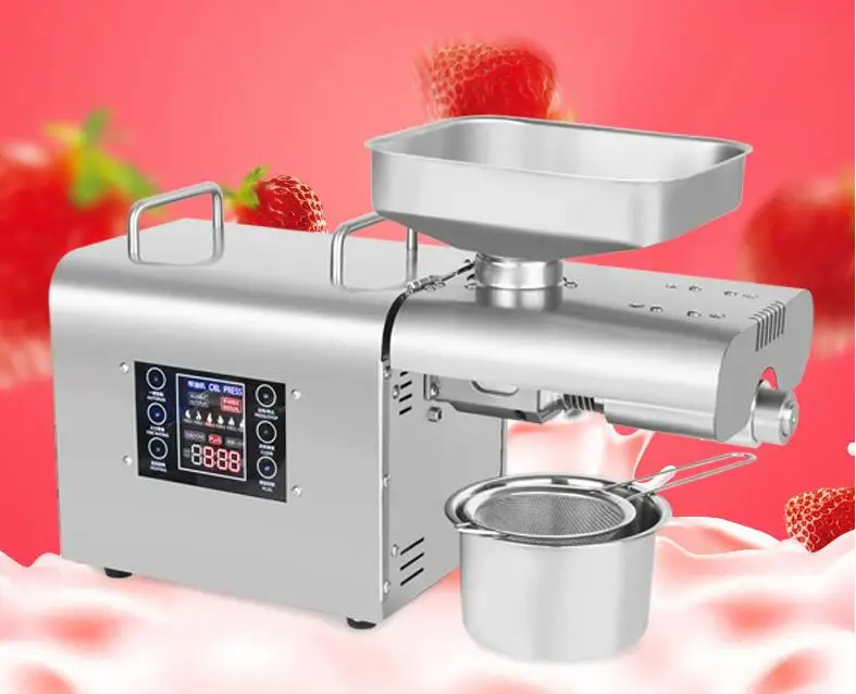 750W Oil Press Machine Peanut Flax Seed Walnut Sesame Oil Press Cold and Hot Stainless Steel Intelligent