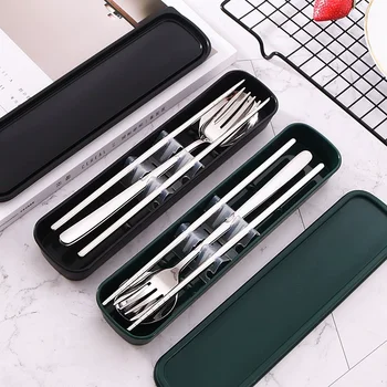 Set di posate portatili in acciaio inossidabile 3 pezzi 410 con bordo lucido a specchio, comodo coltello forchetta e cucchiaio, set da tre pezzi 1