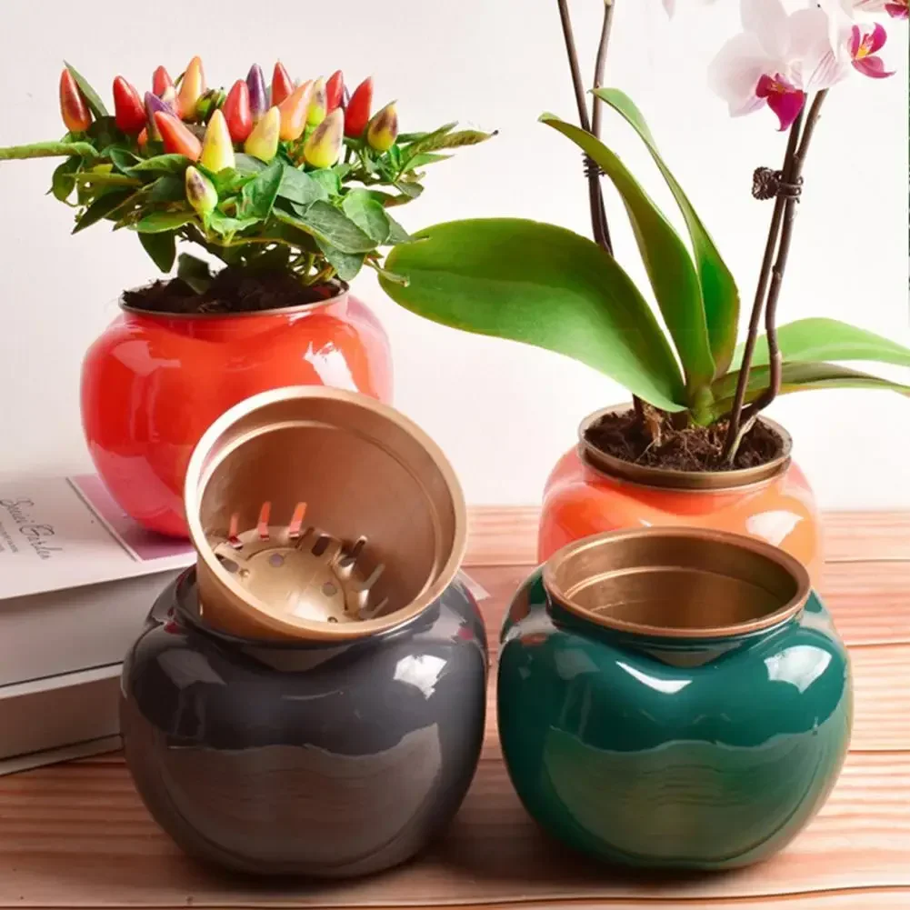 Description Picture 3 of itemHydroponic Plants Pot Self Watering Flowerpot Indoor Mini Succulent Planter Tabletop Vase Self-watering Home Office Bonsai Decor