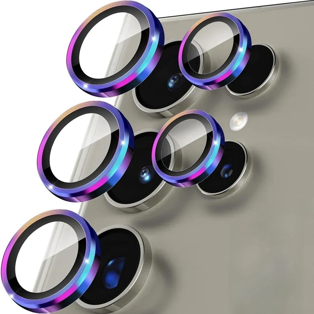 Premium Camera Metal Ring Glass Lens Protector - Anti-Scratch Tempered Glass Back Cover