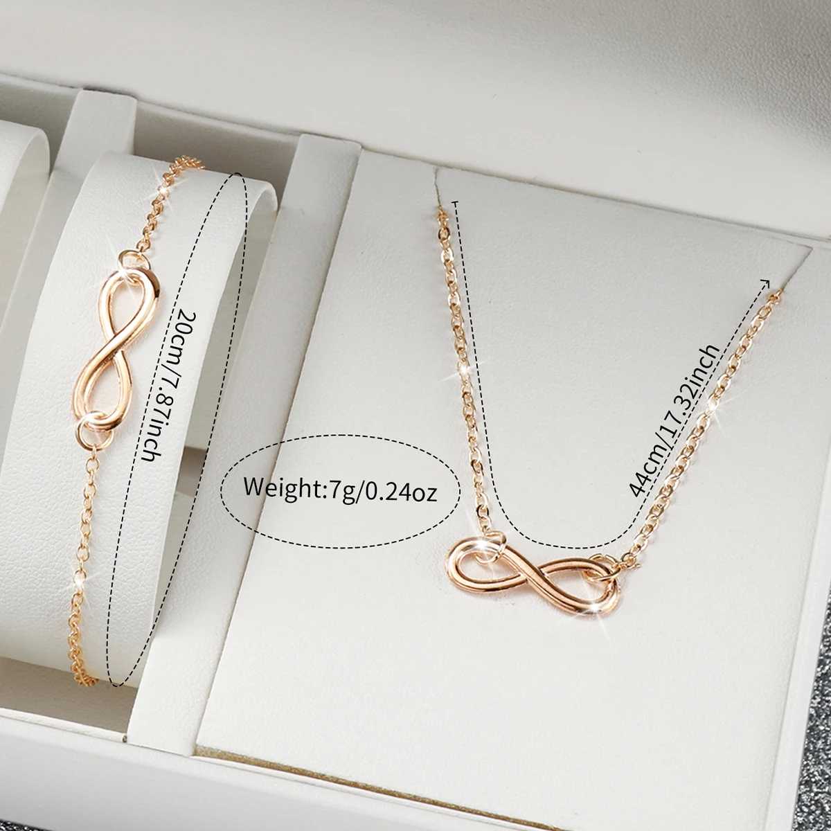 3pcs/set Women Leather Simple Quartz Watch with Number 8 Bracelet Necklace Set 6