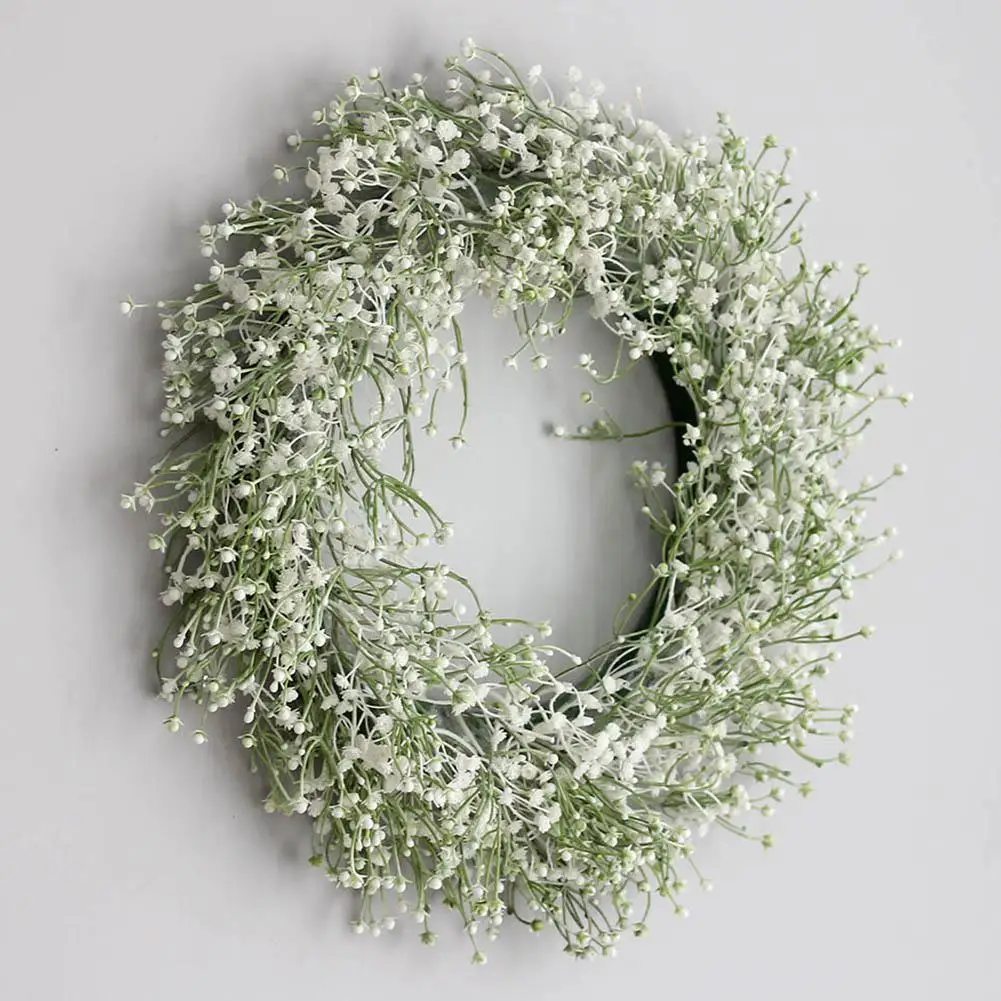 

Artificial Babysbreath Wreath Garland For Wedding Decoration Home Party DIY Wall Hanging Front Door Decoration 40cm L9Z2