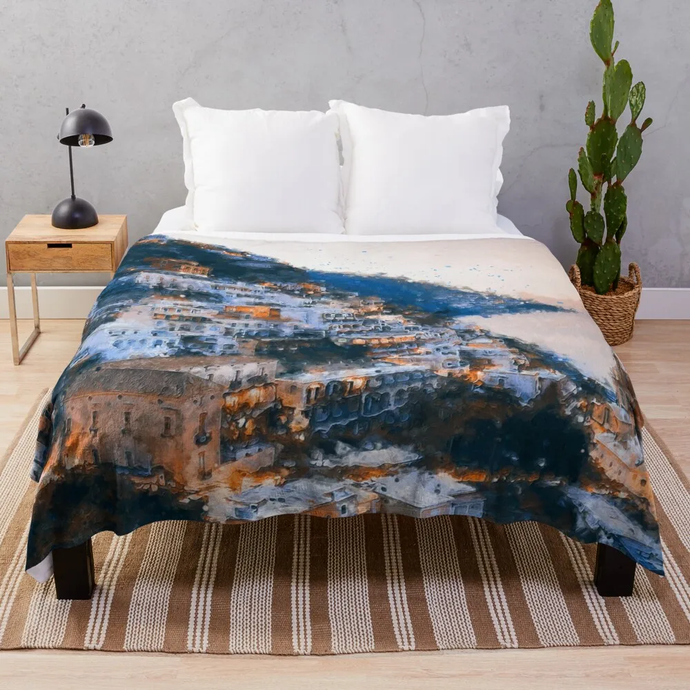 

Positano, beauty of Italy Throw Blanket Custom Blanket Soft Bed Blankets