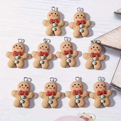 Set of 10 Festive Resin Gingerbread Charms for DIY Jewelry and Accessories (10pcs bow tie)