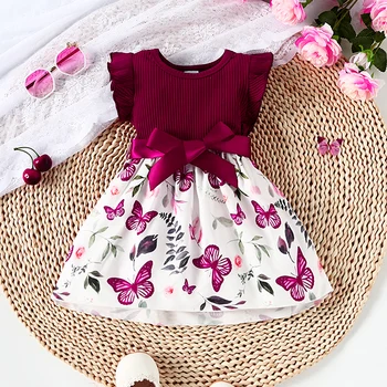 Butterfly Print Ruffle Dress Set 1