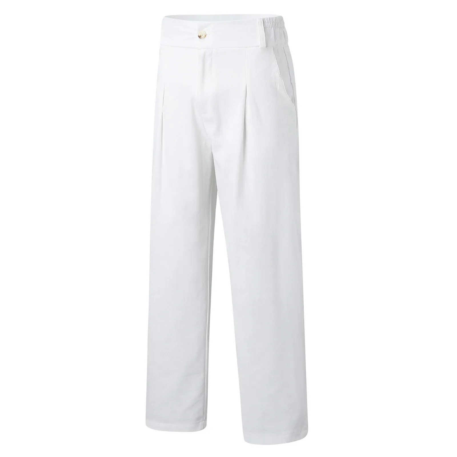Casual Einfarbig Versuchen Atmungsaktive Casual Cargo Hosen Für Männer Plus Größe Tasche Elastische Taille Hosen Streetwear Männlich_voghion.com
