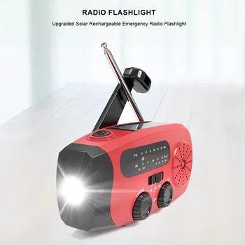 Portable Emergency Crank Radio FM/AM/WB Weather Radio with LED Flashlight Multifunctional Solar Power Radio for Outdoor Survival 3