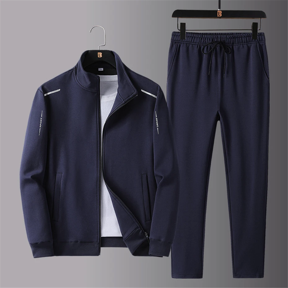 Men's Tracksuit Jogger Sportswear Spring Autumn Suit Men Sweatpants Jackets Plus Size 5XL Solid Sweatpant Set Jogging Suit