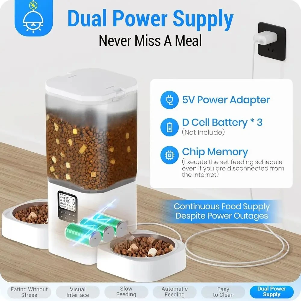 Timed Automatic Cat Feeder for 2 Cats with Slow Feed