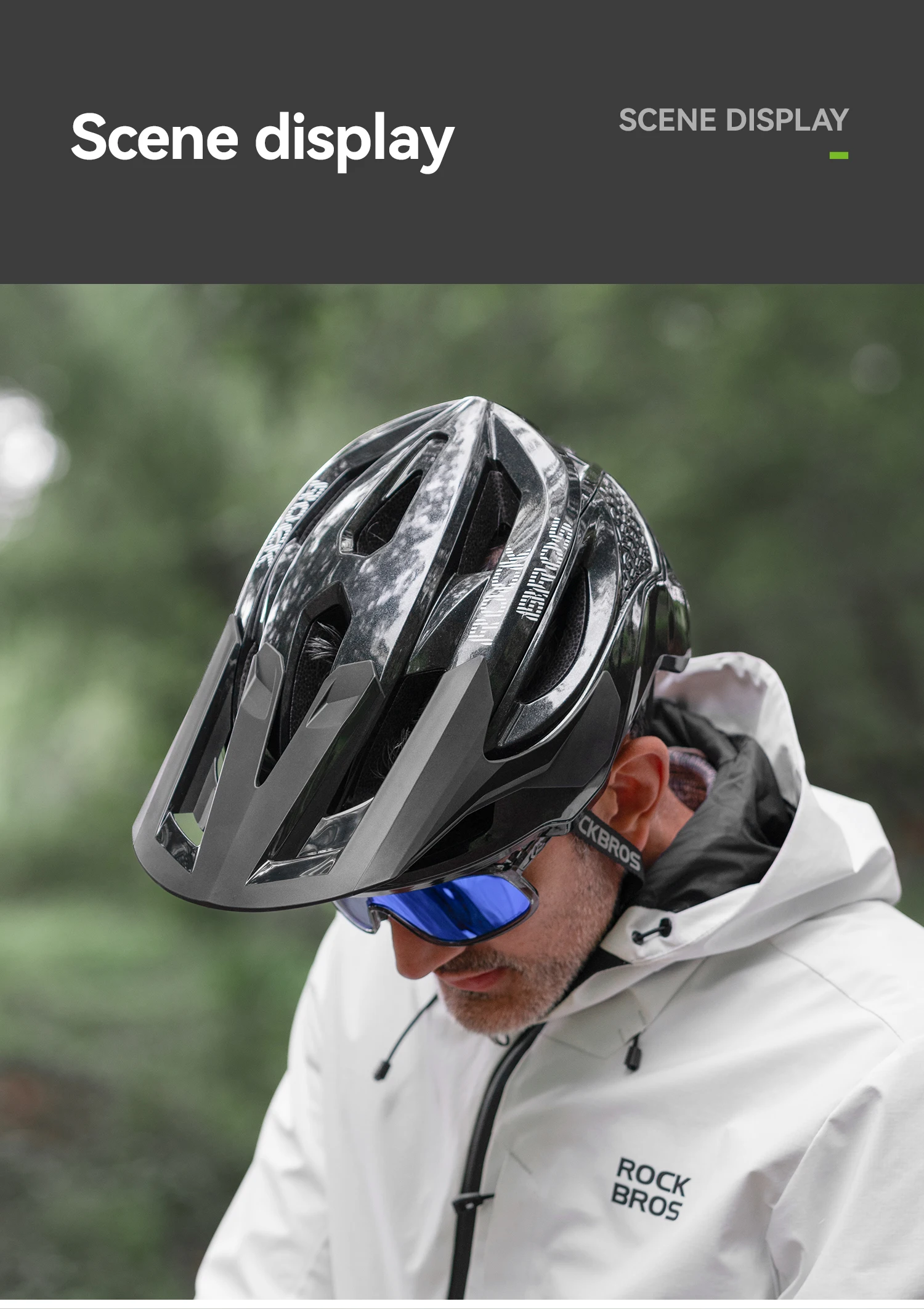 ROCKBROS Fahrradhelm, verstellbar, verbreiterte Krempe, hochfester Kopfschutz, Schutzhelm, magnetische Schnalle, Mountainbike-Helm – Detail 15