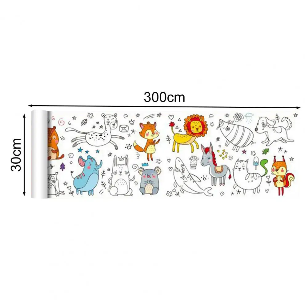 Graffiti Scroll Coloring Paper Roll Animals Drawing Tablecloth Colorfast Children's Drawing Roll Sticky Color Filling Paper