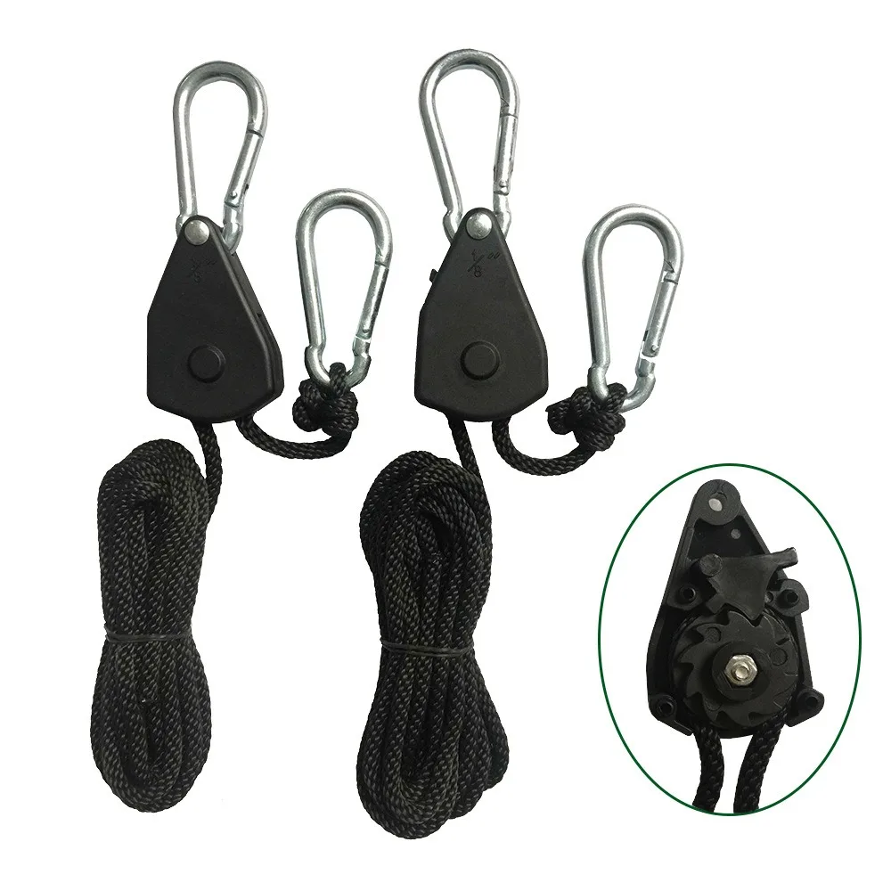 Adjustable 8inch Reinforced Ratchet hanger Hanging Ratchet Tent Grow Plant Lamp Rope Ratchet Hanger Pulley Hook 2pcs