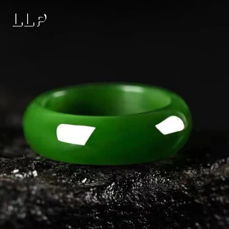 Natürlicher Hetian-Jade-Ring – modischer Charm-Schmuck für Männer und Frauen als festliches Geschenk – Detail 8
