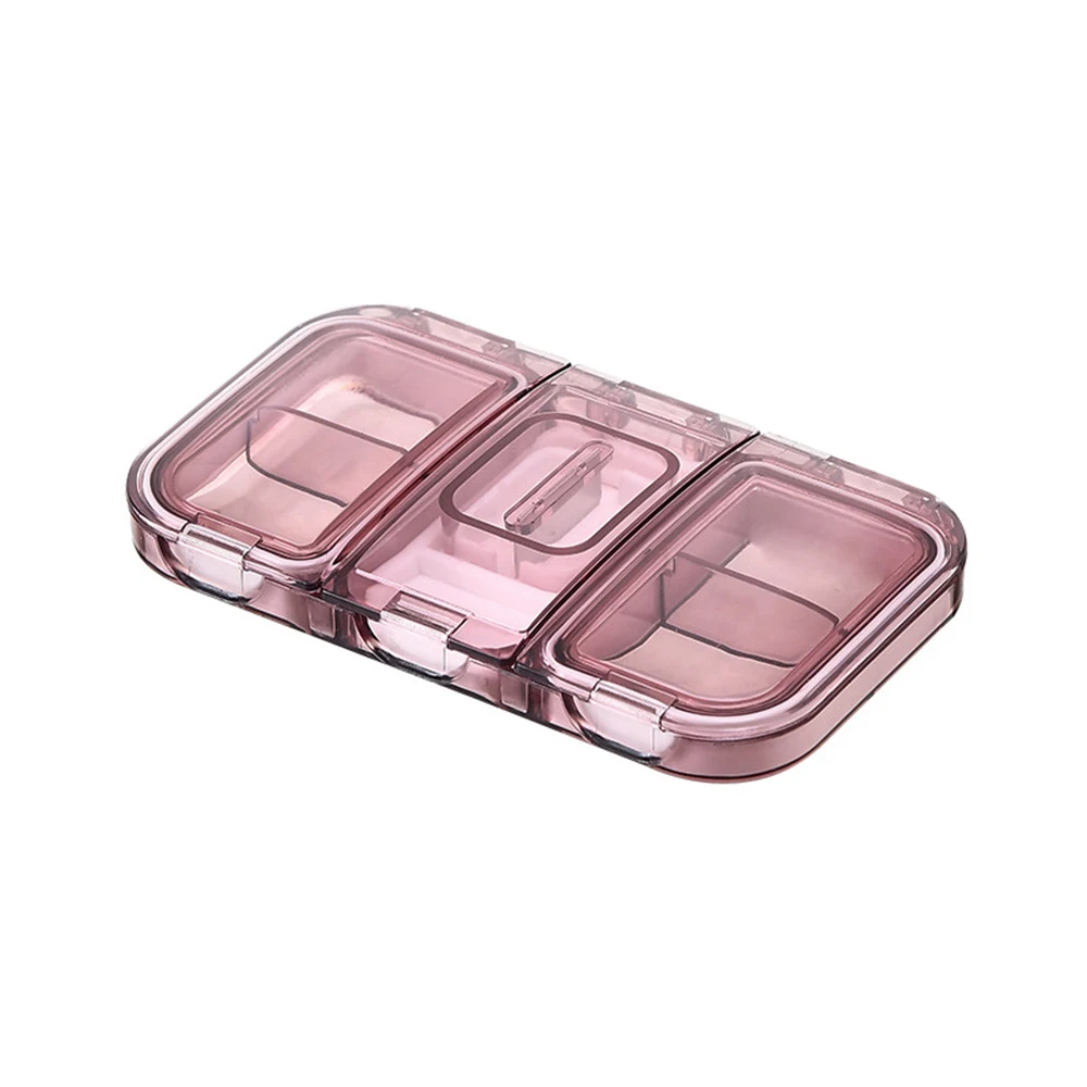 plastic storage bins Portable Pill Box with Pill Cutter Sub-box First-aid Travel One-week Sub-divided Small Medicine Box Sealed Moisture-proof Storage Boxes & Bins