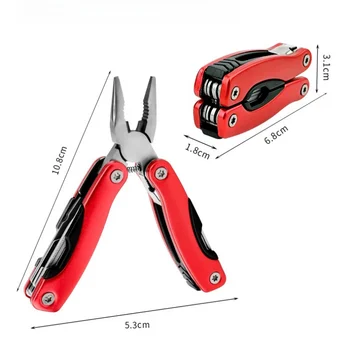 Strumento universale da campeggio Pinza pieghevole multiuso Mini pinza 9 in 1 in acciaio inossidabile Strumento manuale di emergenza multifunzionale 1