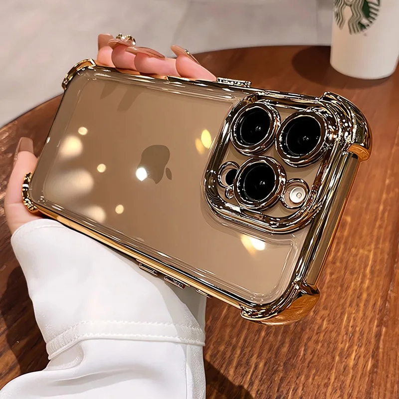 Sophisticated Titanium Gray Plating Airbag Shockproof Soft TPU Case Cover