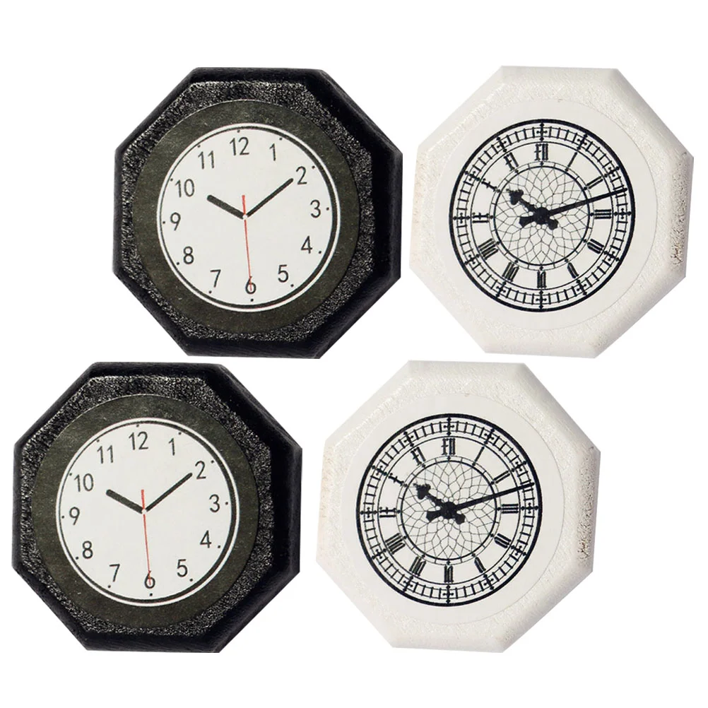 

4 Pcs Miniature Accessory House Furniture Toys Wall Hanging Clock Tiny Accessories Model Pp Work