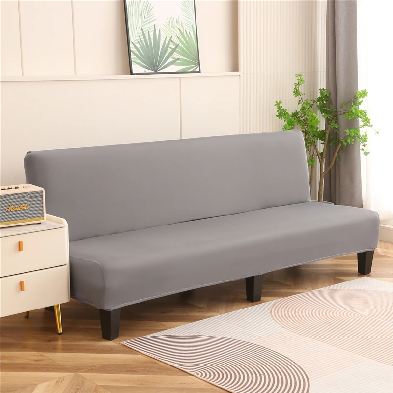 Solid Colour Armless Sofa Bed Cover Stretch Futon Slipcover Full Folding Couch Sofa Shield Fits Folding Bed Without Armrest
