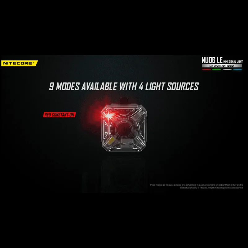 NITECORE NU06 LE USB-C 충전식 Siganl 라이트 법 집행 램프 9 가지 모드 4 광원 LED 전조등 내장 배터리