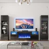 Fireplace TV Cabinet with 36 Inch Electric Fireplace, LED Lights Entertainment Center, 2-story TV Console Bracket 1